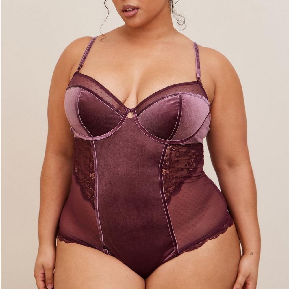 TORRID Velour And Lace Bodysuit